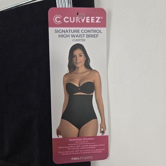 Curveez CUR3739 Size Medium Black Signature Control High Waist Brief Firm NWT - Picture 5 of 5